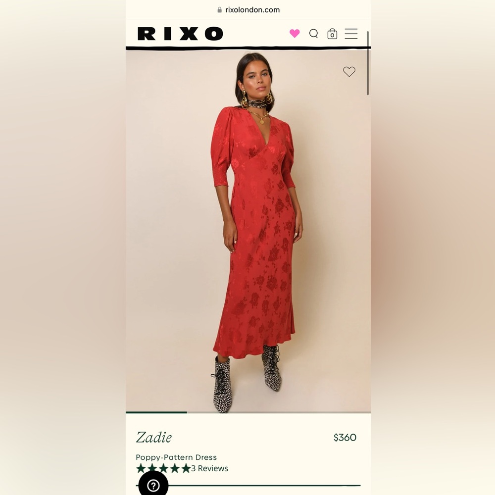 NWT RIXO London Zadie Poppy Dress size US 10, Large